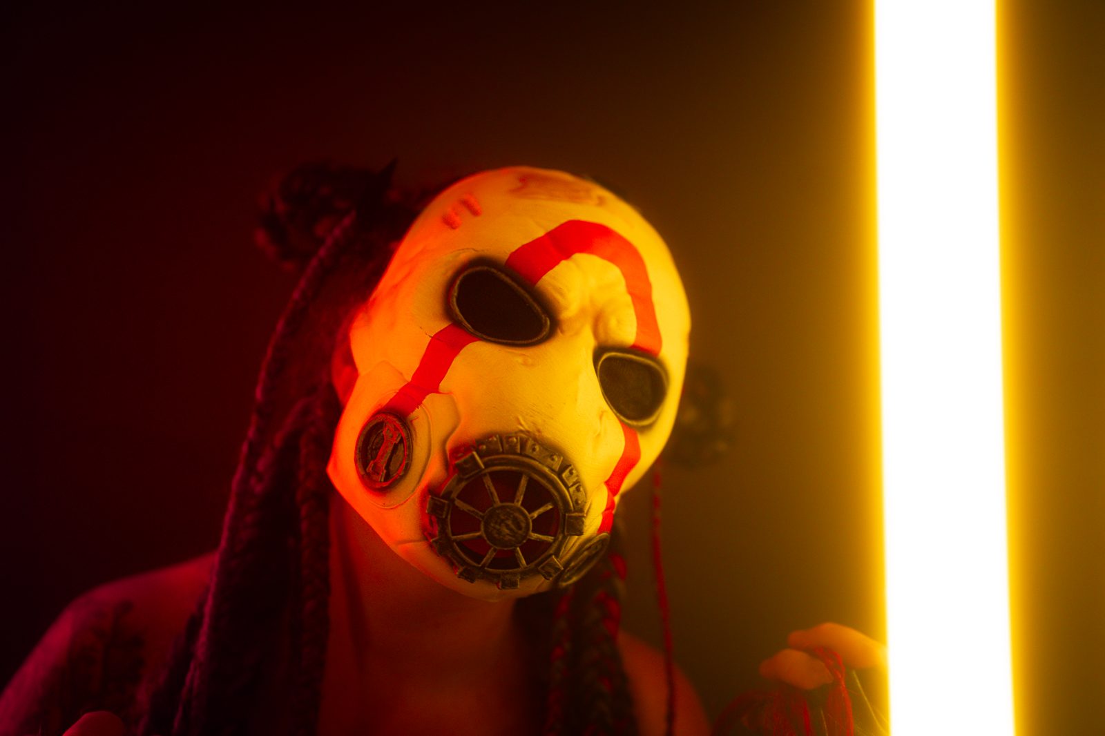 Gas-mask neon cosplay shoot